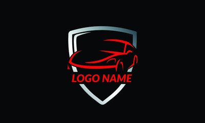 red car logo with shield