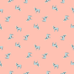 Seamless pattern of donkey. Domestic animals on colorful background. Vector illustration for textile.