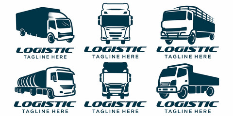 Truck Logo, cargo logo, delivery cargo trucks, Logistic icon set logo design vector