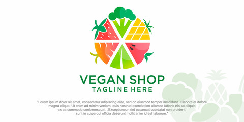 Fresh vegetable and fruit shop logo design