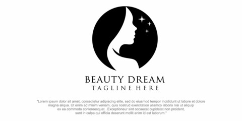 Beauty woman's face logo design template