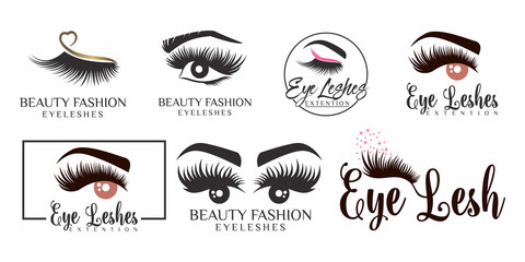 beauty eyelashes icon set logo with creative modern concept