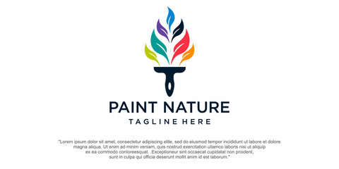 paint logo design vector with combination leaf.logo inspiration