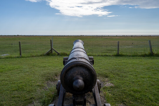 A cannon in a moor landscape. Picture from the Baltic Sea island of Oland