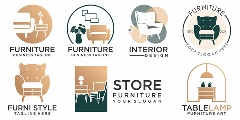 furniture icon set logo creative company logo design template .