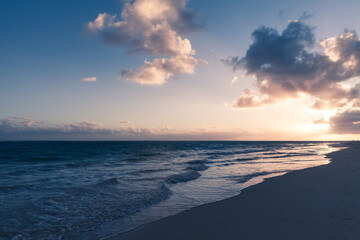 Coastal landscape with sunrise sky  over Atlantic ocean