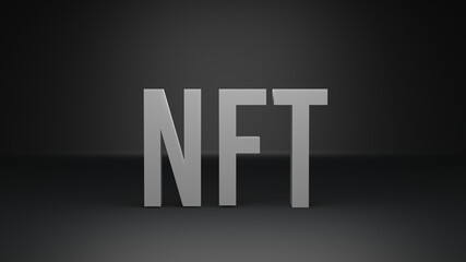 3d render of NFT word. 