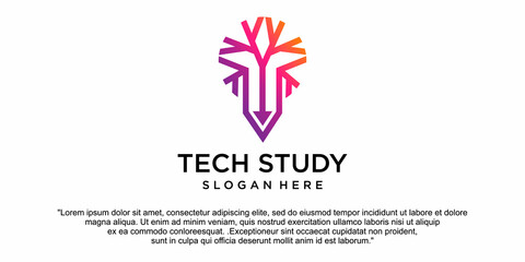 Fototapeta premium Creative pencil tech with liner style. Modern gradient logo design