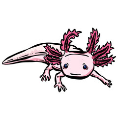 Axolotl Sea Creature Fish Logo Illustration