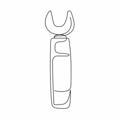Continuous one simple single line drawing of opener icon in silhouette on a white background. Linear stylized.
