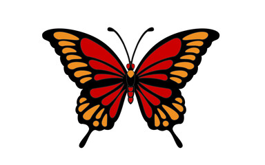 butterfly simple vector illustration red color white background