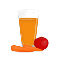 Fresh carrot and apple juice. Healthy food concept.