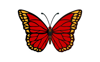 Obraz na płótnie Canvas butterfly monarch vector illustration 나비 일러스트 red color white background