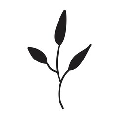 Obraz premium Hand drawn floral plant leaves art elements set for invitation, greeting card, poster, web, print and frames in a glyph illustration