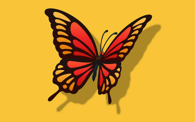 butterfly simple perspective vector illustration shadow 나비 일러스트 © pil