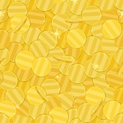Many gold coins seamless pattern
