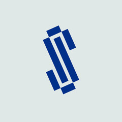 Letter S logo.Typographic icon.Lettering sign isolated on light background.Alphabet initial.Modern design, geometric, web, tech, corporate style. Uppercase character. Blue color. 