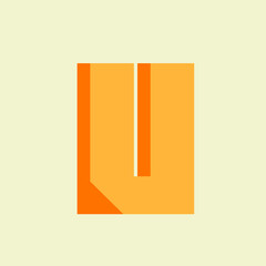 Letter U logo.Typographic icon.Lettering sign isolated on light background.Alphabet initial.Modern design, geometric, web, minimalist, corporate style. Uppercase character. 
