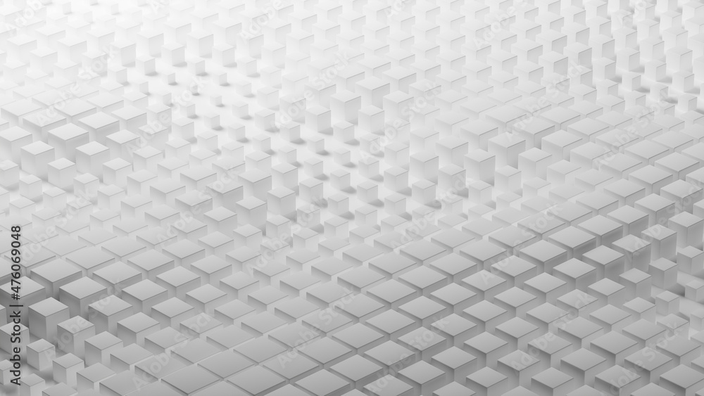 Poster simple abstract geometry with displaced cubes - 3d illustration, rendering