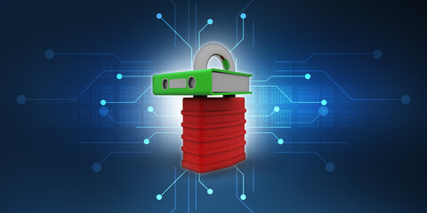 3d rendering book lock concept
