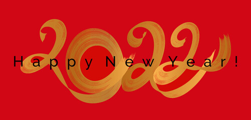 2022 numbers written in a golden brush