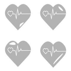 heart on a white background with pulse, vector illustration