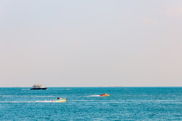 China Beijing Summer Palace misty lake and tree view