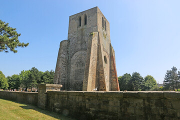 Fototapeta na wymiar Carree tower of St Winnoc Abbey in Bergues, France