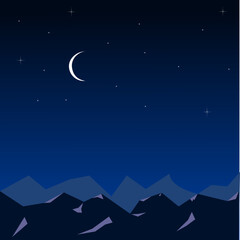 Obraz na płótnie Canvas NIGHT SKY LANDSCAPE (MOUNTAIN RANGES)