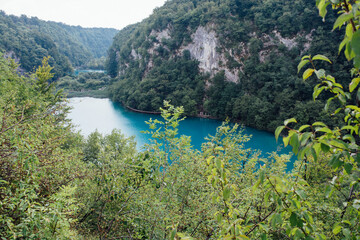 lake and mountains plitvice croatia