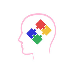 Fototapeta na wymiar head icon and puzzle ideas on a white background, vector illustration