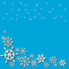 Naklejka na ściany i meble Christmas card template with snowflakes and space for text. Merry Christmas! Happy New Year!