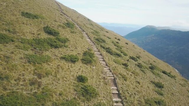 Rocky Cliff Trois Becs Trail In Drome, France - aerial drone