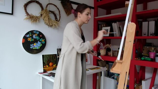 Professional artist oil painting on canvas