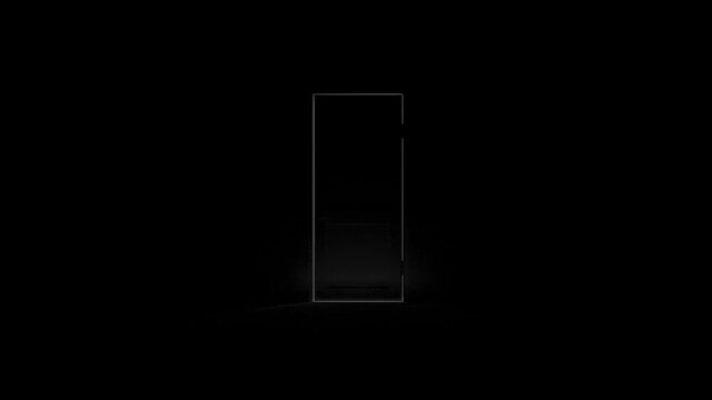 Door opens and a bright light flooding a dark room. Can be used as a concept of new innovations, future and hope, new beginning or a win of a fight for freedom.
