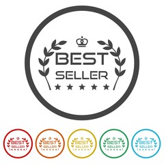 Best seller icon badge isolated on white background, color set