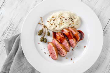 Fried duck breast