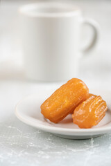 Traditional dessert with sherbet, one of the traditional desserts known as 