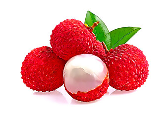 Lychee Red on white background clipping path
