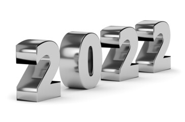 New year concept in silver colors. Number 2022