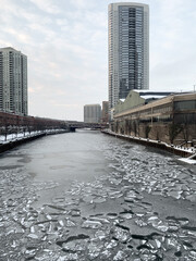 Frozen river in Chicago
