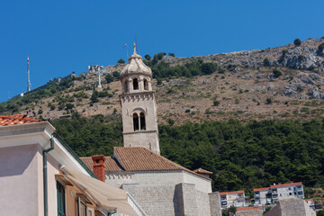 View of the ancient buildings in the famous landmark, Dubrovnik old town, Croatia, Adriatic coast