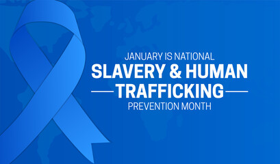 Blue National Slavery and Human Trafficking Prevention Month Background Illustration Banner - Powered by Adobe