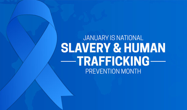 Blue National Slavery and Human Trafficking Prevention Month Background Illustration Banner