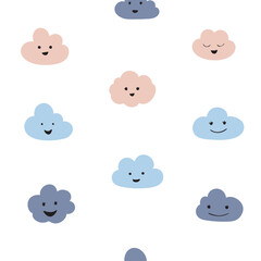 set of cute clouds, pattern with clouds