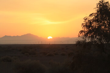 Fototapeta na wymiar Sunrise in desert areas