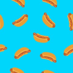 Hot Dogs Pattern. Vector seamless pattern or background with hotdogs