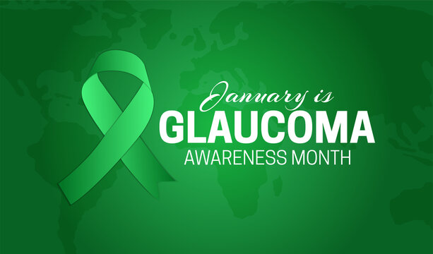 January is National Glaucoma Awareness Month Background Illustration with Green Ribbon