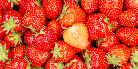 Strawberries berries fruits strawberry berry fruit panorama from above