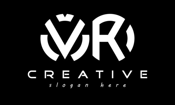 circle VR geometric monogram letters logo design vector, business logo, icon shape logo, rectangle squire polygon letters modern unique minimalist creative logo design, vector template	
